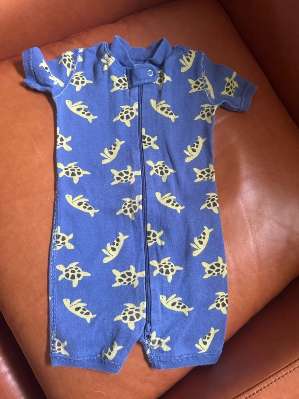Hanna Andersson Shortall Zip Sleeper with Turtle Print